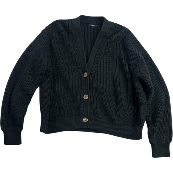 Quince 100% Organic Cotton Fisherman Boxy Cropped Cardigan Size Medium - Picture 2 of 9